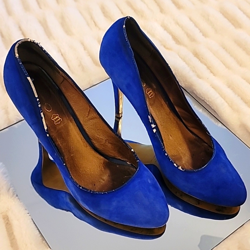 Blue Leather Heel